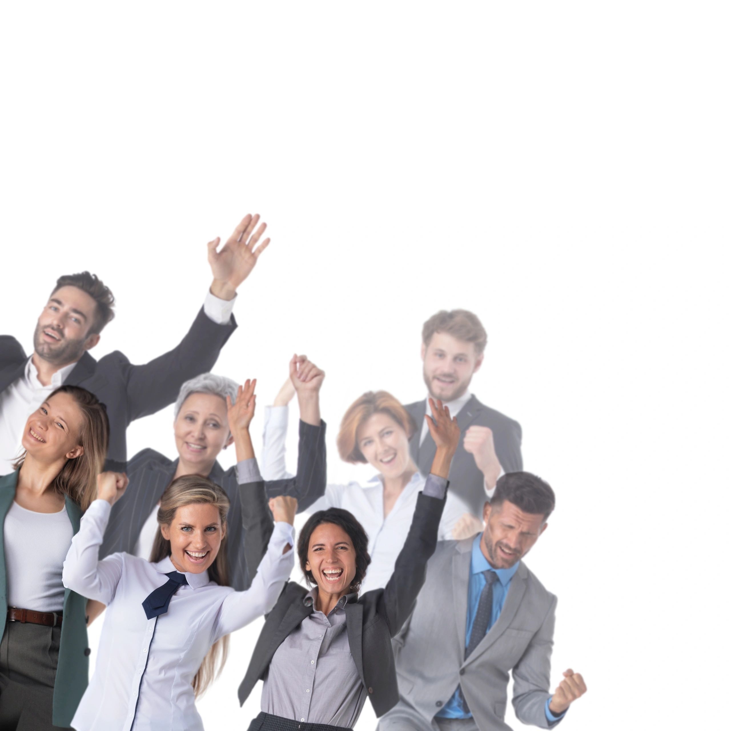 Diverse group of business professionals celebrating success